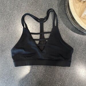 ZYIA | Black Strappy V Neck Sports Bra | Size Medium